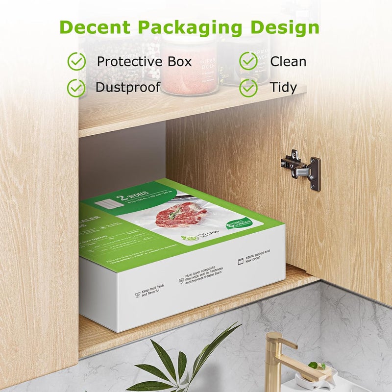 Bonsenkitchen Vacuum Sealer Bags Rolls, 8 in x 50 ft Rolls 2 pack Durable Food Sealer Bags, Commercial Grade, Heavy Duty, BPA Free, Seal a Meal, Great for Food Storage & Sous Vide Cooking, VB23 - Image 4